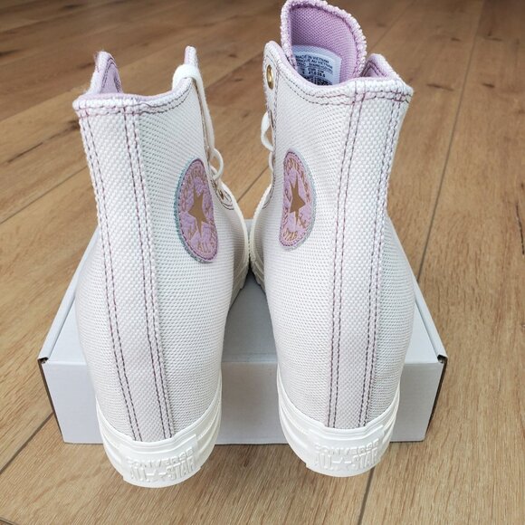 Womens Converse CTAS Wedge Hi Top Orchid Dust /Egret /Gold Size 10 A12763C New - Picture 5 of 9